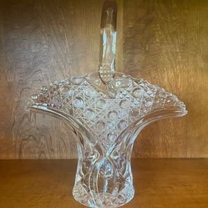 Vintage L E Smith Glass Co Brides Basket Vase